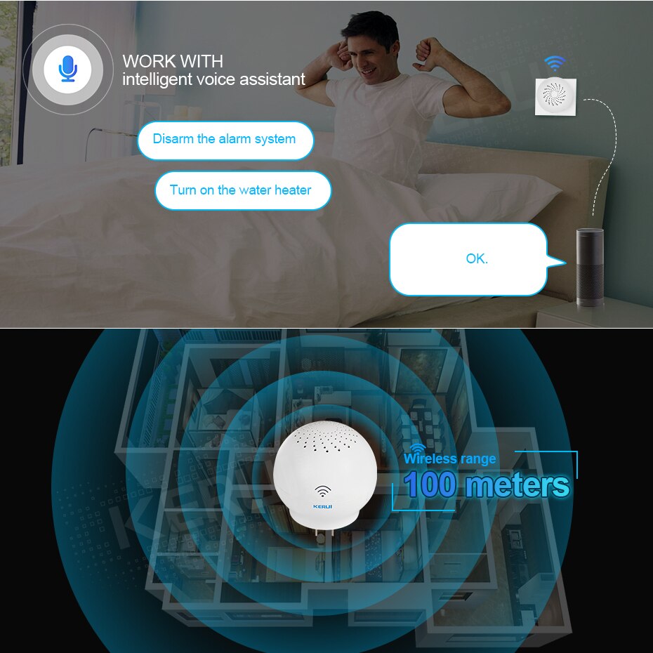 KERUI WIFI Doorbell Alarm Welcome Function Smart Wireless Doorbell 100M APP remote Control 52 chime Wireless Button Doorbell