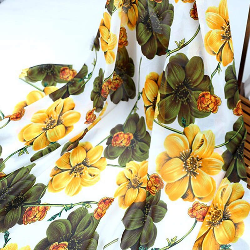 Chiffon kjole stof blomstret gør-det-selv materiale tørklæde bluse cosplay craft 1 yard: 2