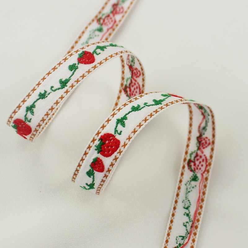 2 yards/lot japon doux Kawai style fille cheveux boucles d'oreilles et un chapeau de paille garni dentelle tissé jacquard sangle bricolage Zakka ruban: Q 1.5CM