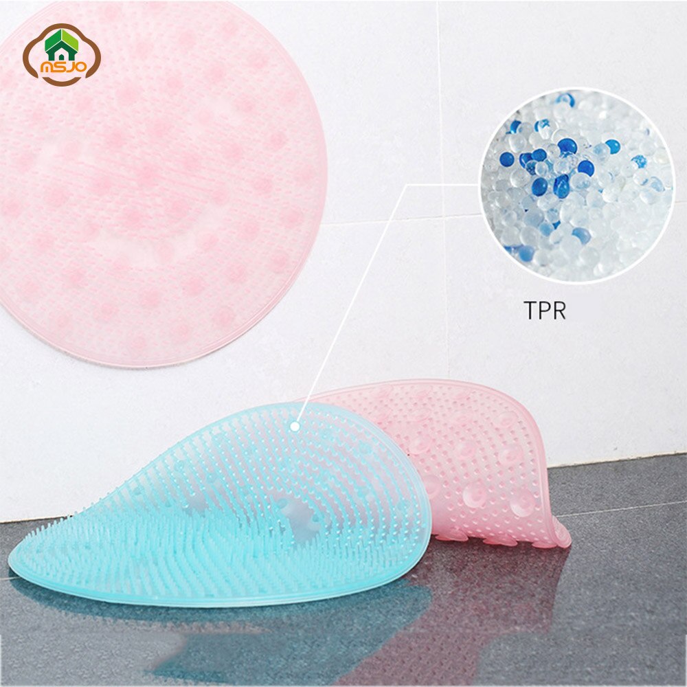 Msjo siliconen badmat antislip ronde spa douche badkamer voeten rugborstel massage bad voetborstel dode huid antislip douchemat