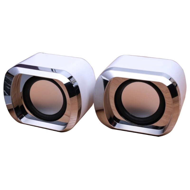 USB Wired Computer Speakers AUX Input USB Powered Bass Reinforcement Mini Speaker for Laptop Desktop: white
