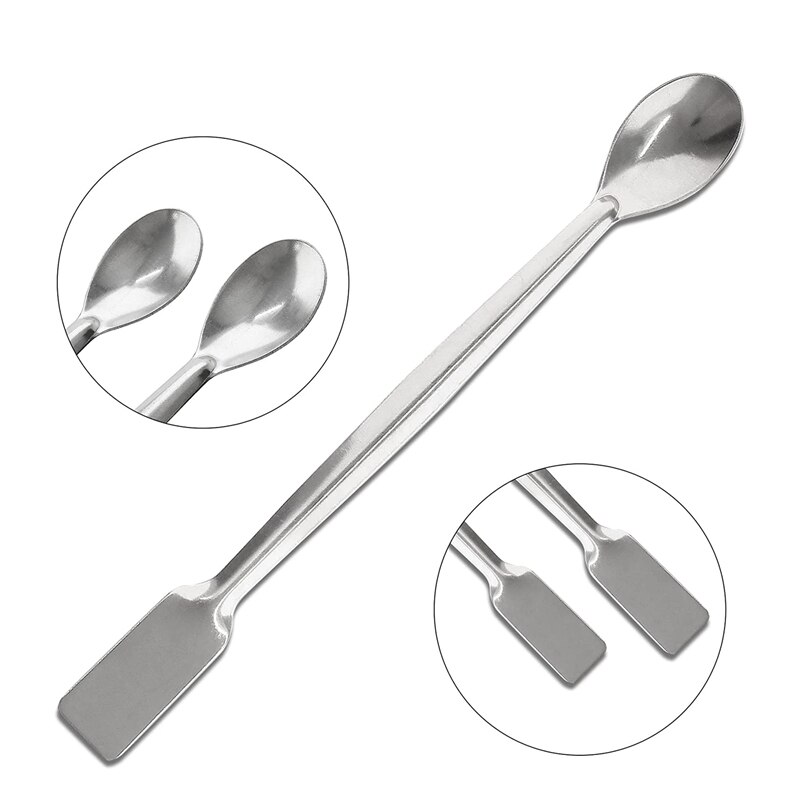 Stainless Steel Lab Scoop 10 PCS Double Ended Lab Spoon Mini Laboratory Spatula For Reagent Sampling Mixing Measuring