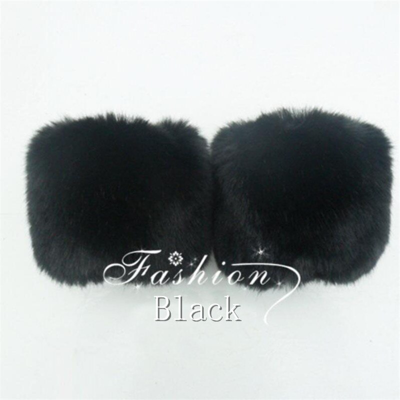 Autumn Winter Solid Thicken Faux Rabbit Fur Arm Warmers Women Cuff Wrist Warmer Men Soft Fluffy Short Sleeve W106