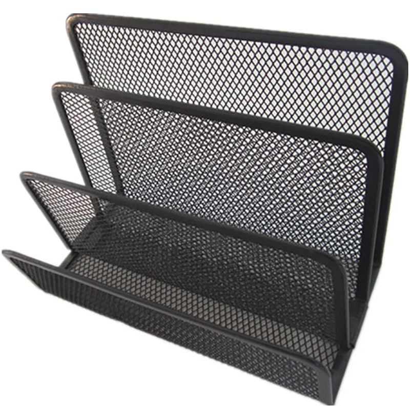 Iron Mesh Three-layer Business Document Tray Book Magazine Stand Office Desktop Files Organizer Home Bookends Letter Sorter