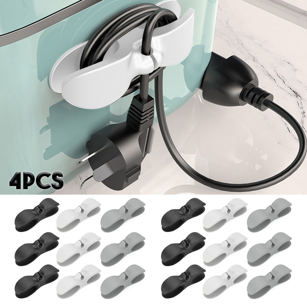 4pcs Cord Manager For Kitchen Appliance Wire Holder Cable Winder Bathroom Office Cord Management Cord Organizer Clips Wrapper
