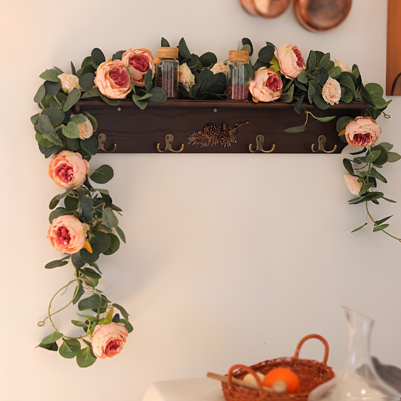 Peônia artificial rosa videira, decoração de festa de casamento flores artificiais, plantas suspensas de parede verde, cinto de flores simuladas