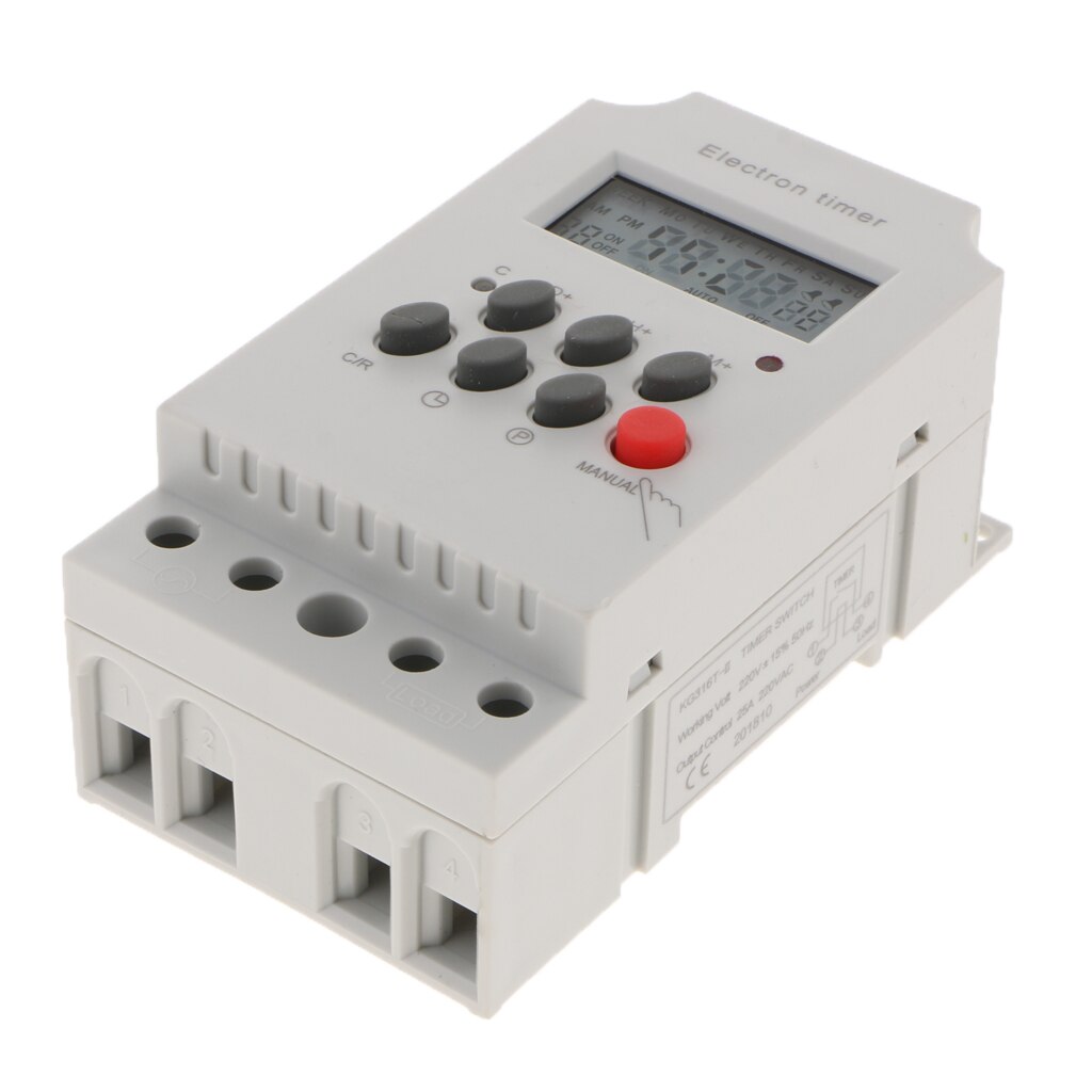 AC220-240V High Power LCD Display Programmable Digital Timing Switch Relay Time Controller Switch, Panel Mounted