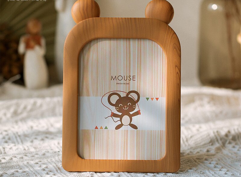 Dierenfotolijst van 7 inch voor kinderen, houtnerf, kinderstijl, cartoonstijl, bureaudecoratie, accessoires  zh448: Stijl 4