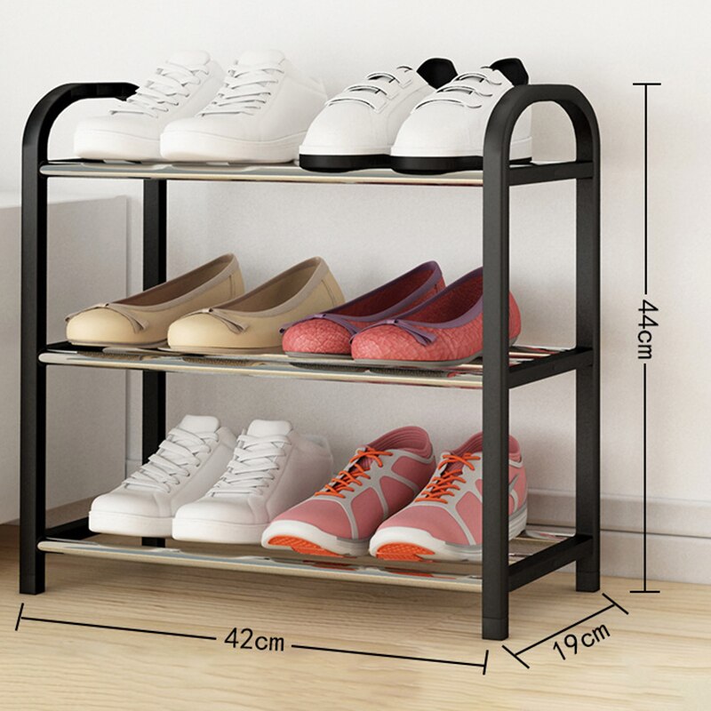 Multi-layer Shoe Rack Thickened Steel Pipe Standing Shoe Rack DIY Shoes Storage Shelf Home Living Room Organizer Accessories: Small 3-layer PT