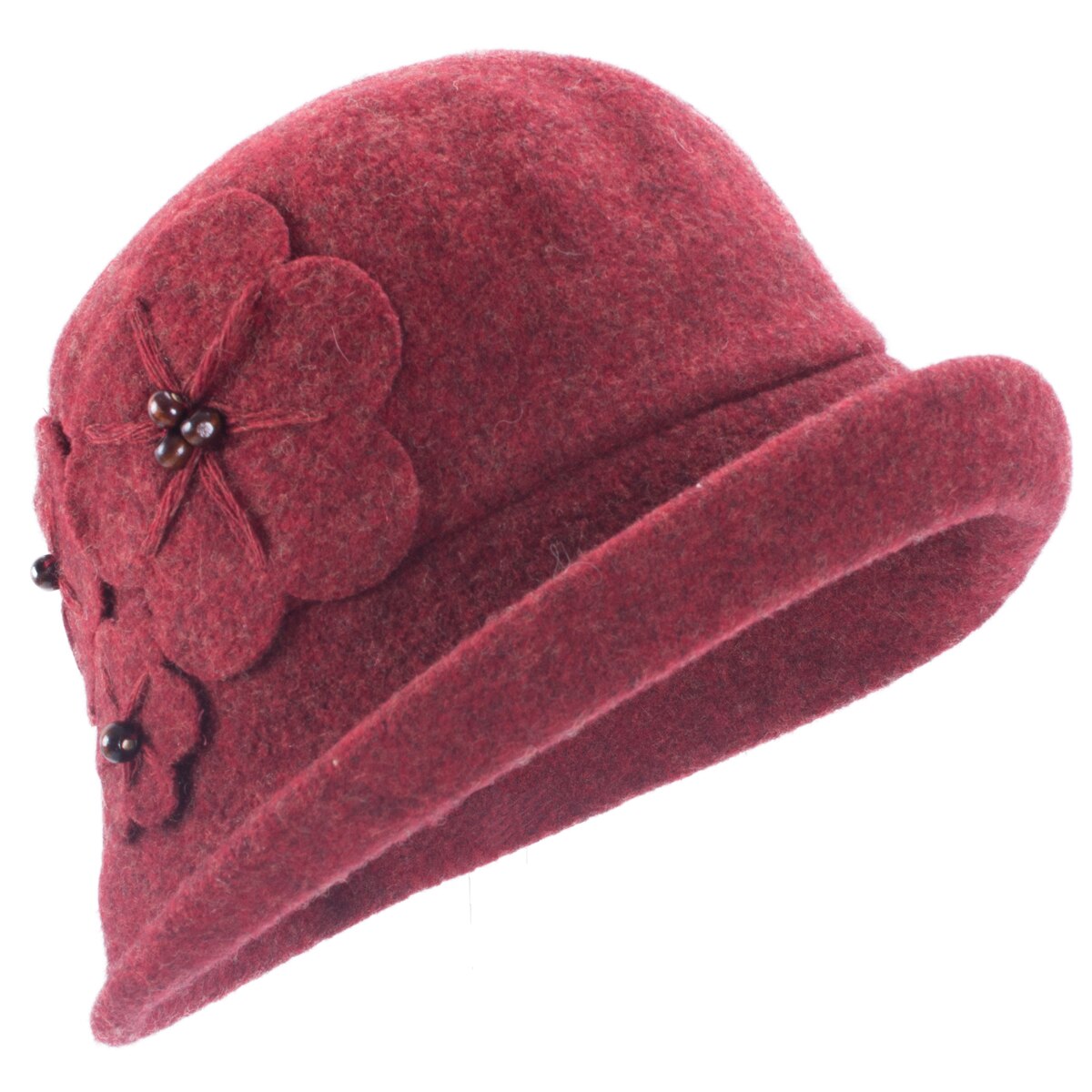 Bloemen Womens Vintage Style Opleving Rand Cloche Wol Emmer Winter Kerk Wedding Hoed A522