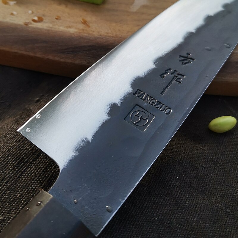 Fangzuo japanske kokknive håndlavede kiritsuke kniv køkken køkkenredskaber træskaft højkulstofsmedning