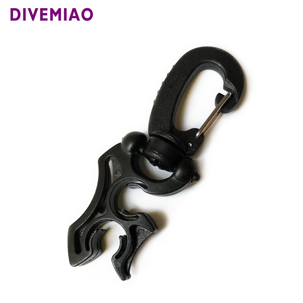 SCUBA diving equipment hose holder BCD Double Hose hook with swivel For SCUBA Dive tank hose regulator pressure tube: Black