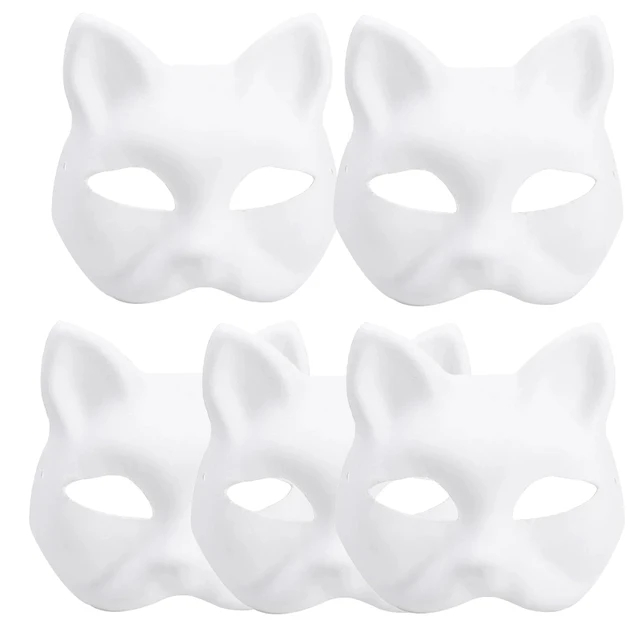 5 STKS Therian Maskers Witte Kat Maskers Leeg DIY Halloween Masker Dier Half Gezichtsmaskers Maskerade Cosplay Party: Oranje