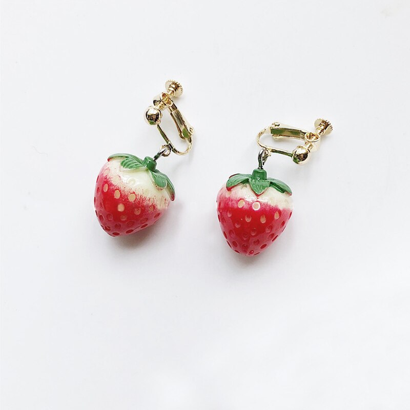 Women Earrings Lovely Fruit Dangle Earring Simulation Strawberry Earring For Girl Jewelry Accessories