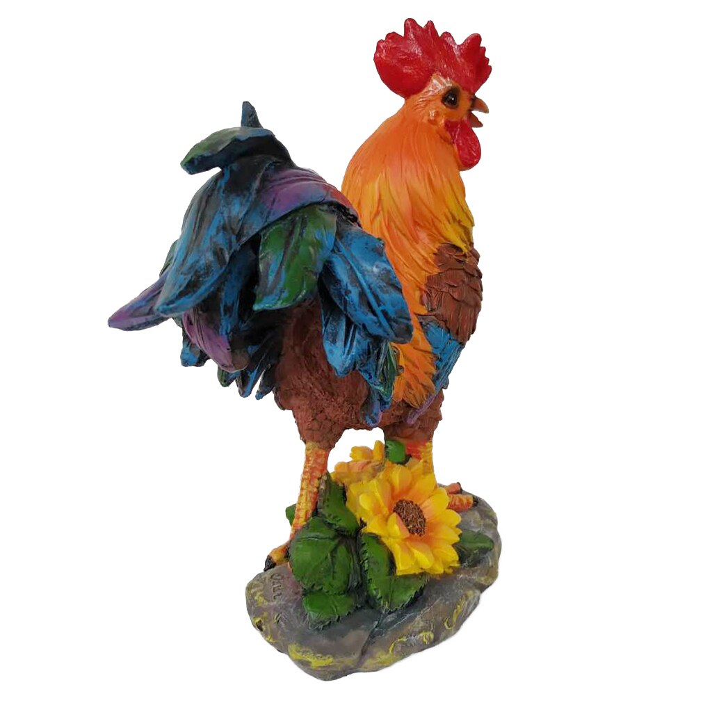 Lifelike Rooster Decorative Sculpture Statue Ornament for Garden Yard