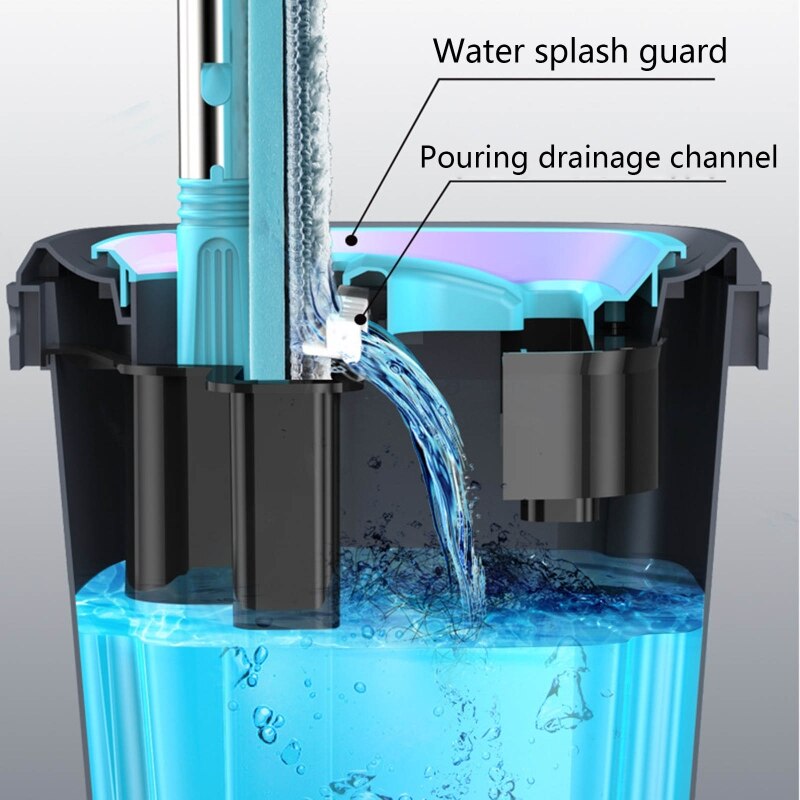 Houseld Flat Squeeze Mop and Bucket Hand Free Wringing Floor Cleaning Mop