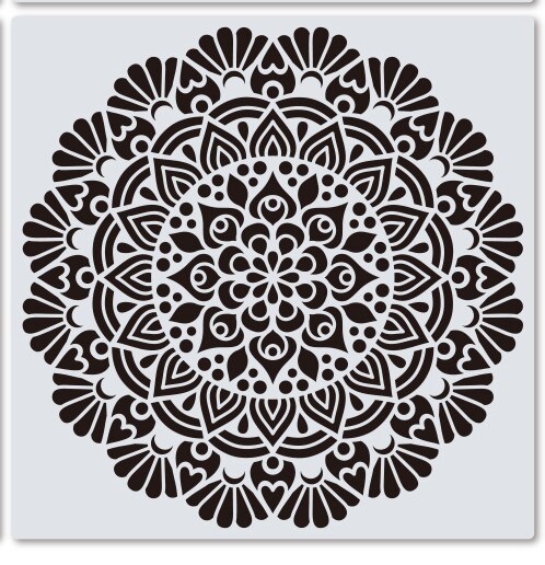 Stor vegg sjablong for maling , 12 tommer stor mandala sjablong for maling: Tzlarge -17
