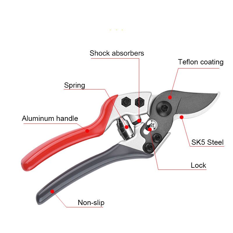 Pruner Tree Cutter Gardening Pruning Shear Scissor Stainless Steel Cutting Tools Set Home Tools Anti-slip