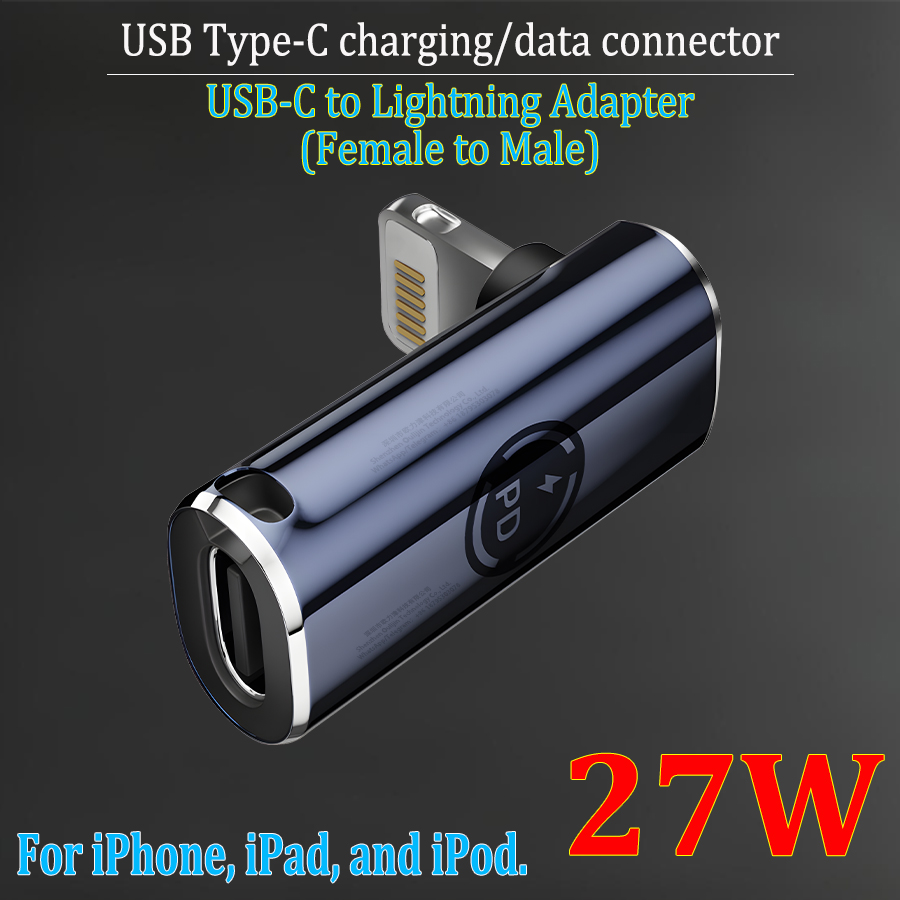 USB Type-C PD 20/27W charging data connector for iPhone, iPad, iPod, USB-C to Lightning adapter, female to male, multiple styles: Option 11