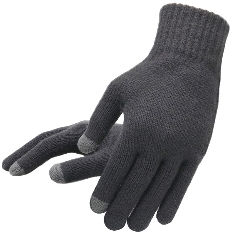 #39 handsker til mænd vinter efterår mænd berøringsskærm handsker plus tynde fløjl solide varme vanter business: Grå