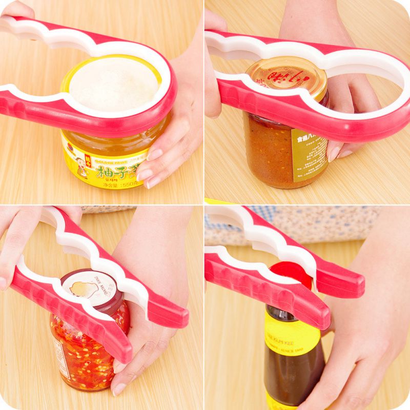 Handleiding Jar Fles Blikopener 4 In 1 Binnenste Rubber Twist Grip Multi-Size Voor Kinderen Ouderen Zwak handen Artritis