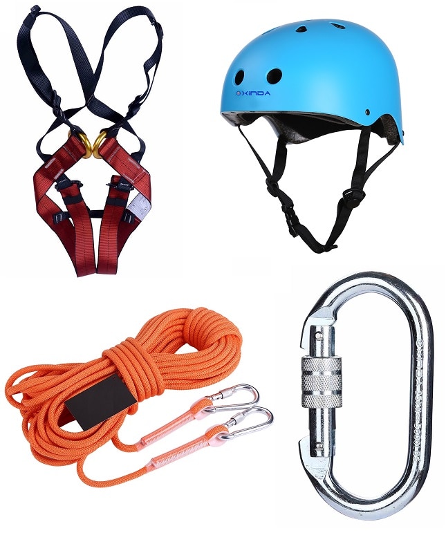 Crianças escalada cinto de segurança cinto de segurança cinto de proteção capacete montanhismo deriva corda de segurança resgate escapar corda