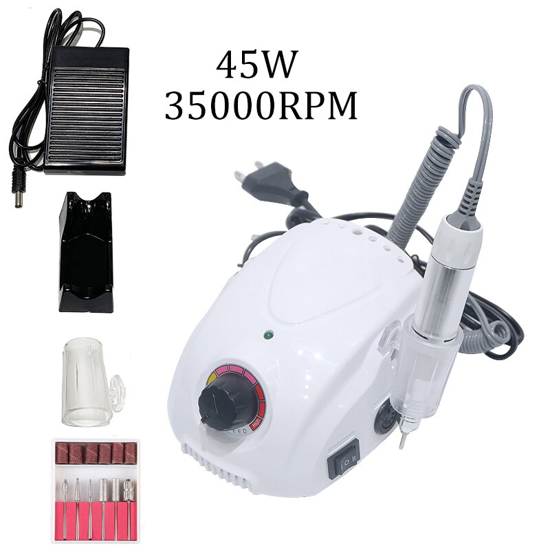 35000RPM Nail Drill Machine For Manicure 65W High Power Nail Pedicure File Drill Bits Set Low Noise Salon Use Nail Art Equipment: DM212-White