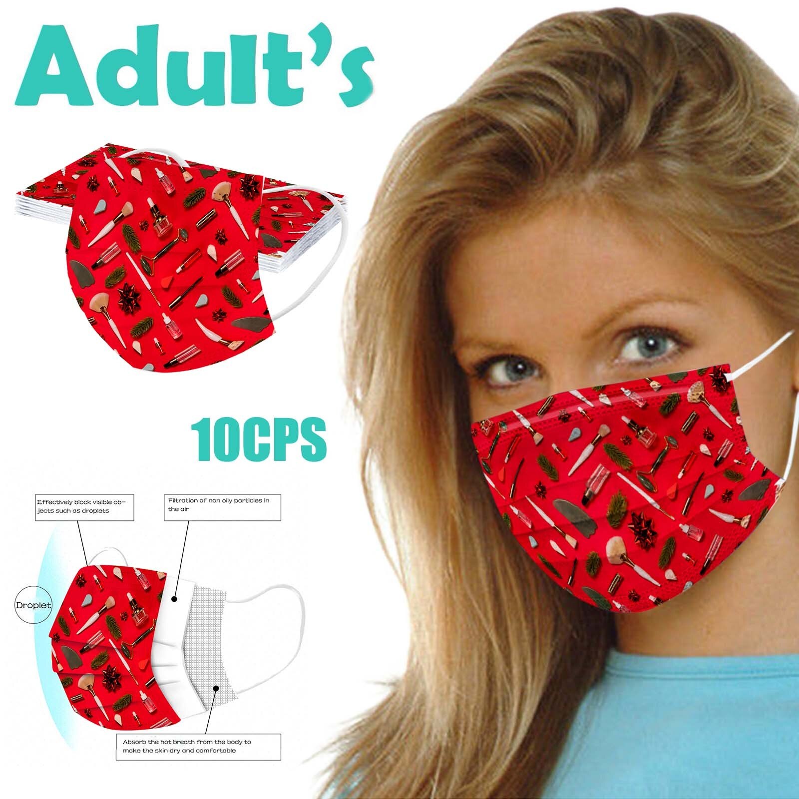 Fast Adult Year's Day Print Disposable Mask Mascarilla Navidad Adult Disposable Masks Mondkapjes Wasbaar Маска: E