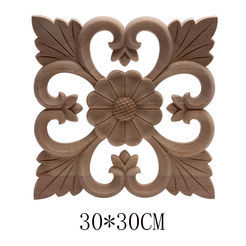 European Decals Solid Wood Flower Wardrobe TV Cabinet Door Wood Carving Flower Accessories Home Decor Long Decals: B33-7