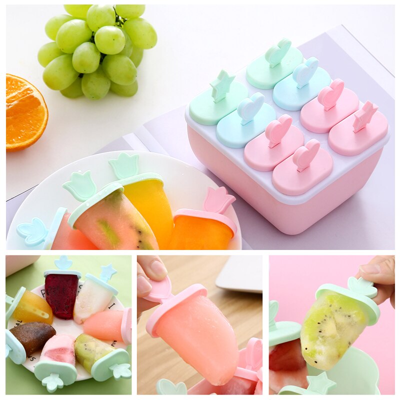 8 Cell Kitchen Ice Cube Molds Reusable Popsicle Maker DIY Ice Cream Tools Kitchen 6/8 Cell Lolly Mould Tray Bar Tools