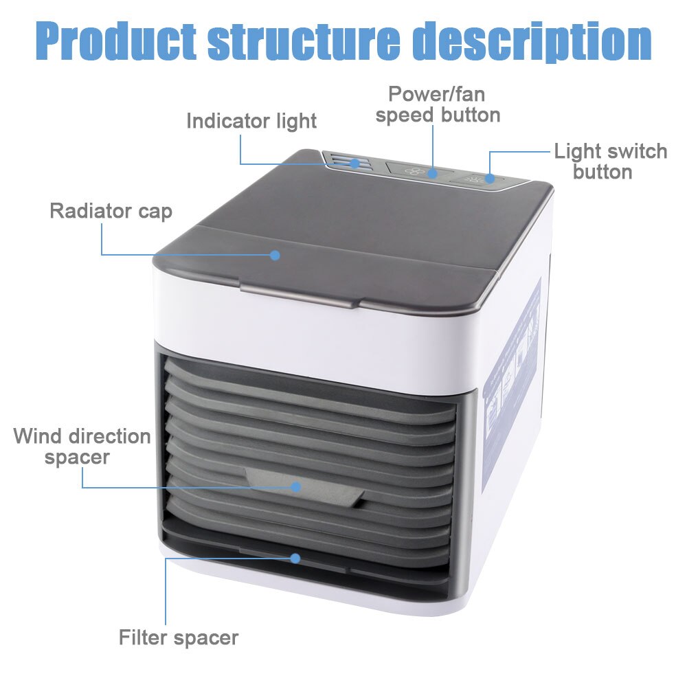 Mini USB Portable Air Cooler Fan Air Conditioner Air Cooling Fan Humidifier Purifier For Office Bedroom Desk Air Conditioner