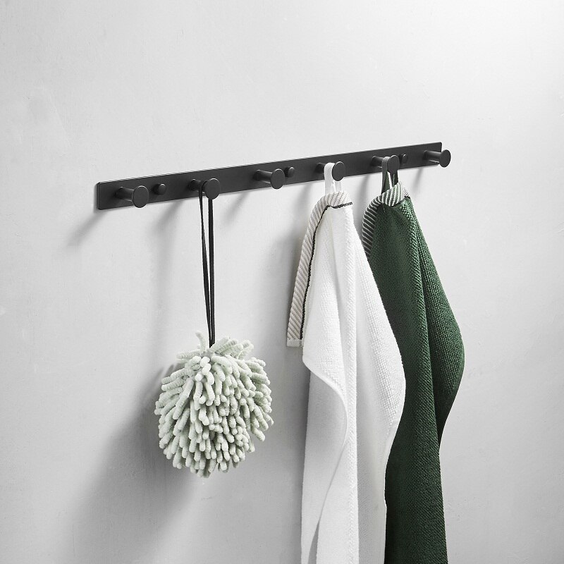 Matte Black Bath Hardware Sets Towel Rack Corner Shelf Paper Holder Towel Bar Stainless Steel Bathroom Hardware set: Long Robe hook