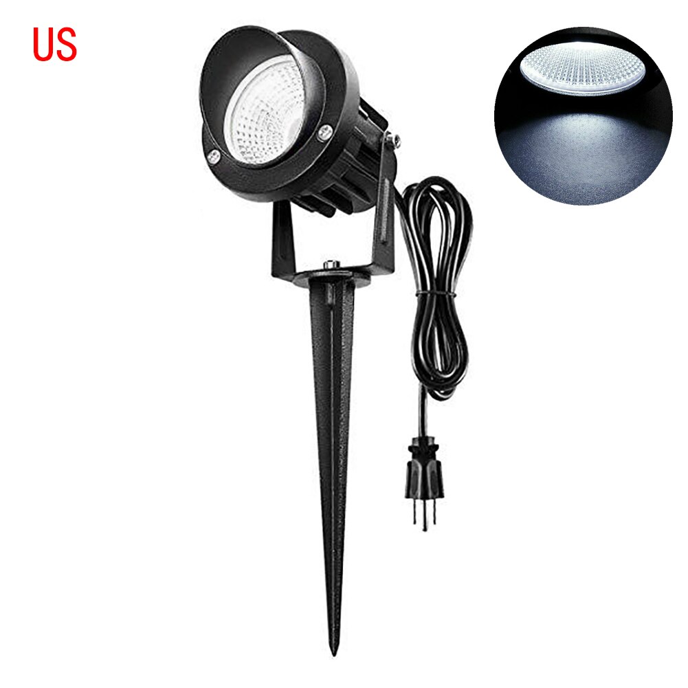Utendørs ledet hage plenlys 10w landskapslampe pigg vanntett  ip65 ac110-240v dc12v kolbe rgb hage sti vei plen spotlights: oss støpsel (hvit)