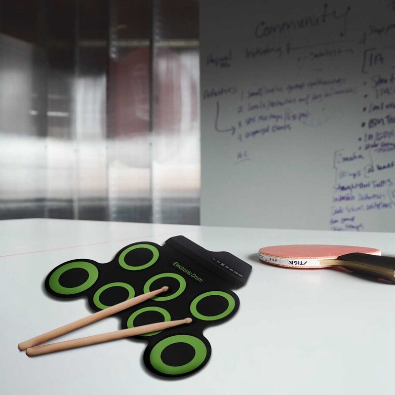 Portable Electronic Drum Digital USB 7 Pads Roll up Drum Set Silicone Electric Drum Pad Kit With DrumSticks Foot Pedal