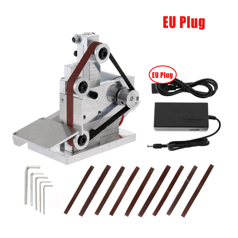 Mini Electric Belt Sander with 10 Abrasive Belt 7 Gears Multifunctional Polisher Knife Edges Sharpener Grinder Grinding Machine: EU 7 Gears set