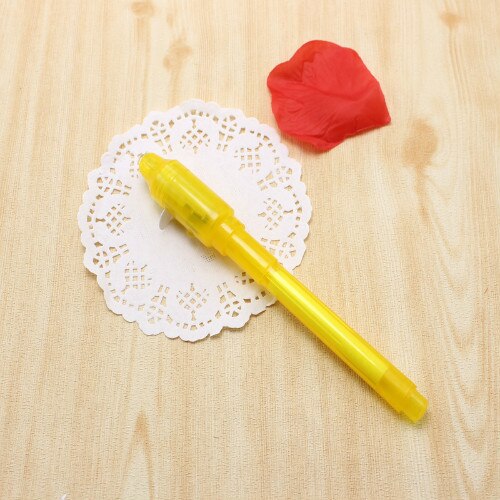 1Pcs LED Pen Ink Secret Marker Pen Multifunction Invisible UV With Ultra Violet LED Pen Light Learning Education Toys For Kids: Yellow