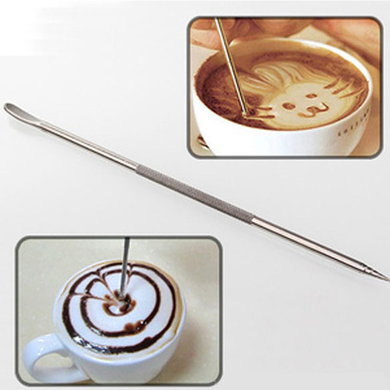 Aguja de café de acero inoxidable, palo de café, accesorios para hornear, herramientas de decoración de café de 13,5 CM, utensilios de cocina