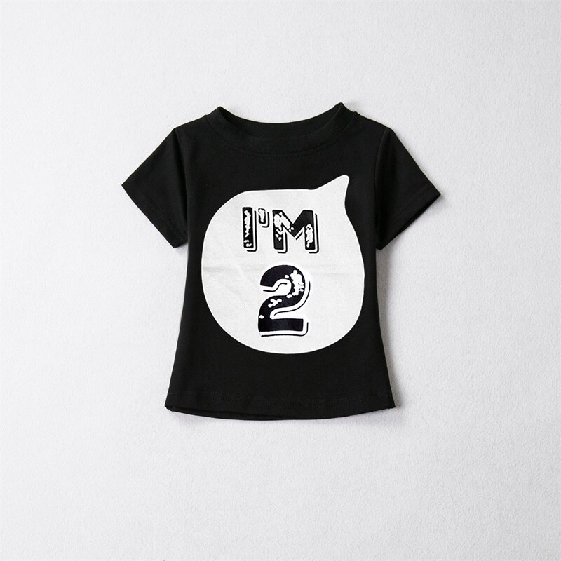 Sommer Mädchen jungen Tops Kid t shirts T Kleidung Baumwolle lustige T Shirts 1st Eine Jahre 2nd Geburtstag Outfits 3 jahr Weiß Tshirt: Black 2