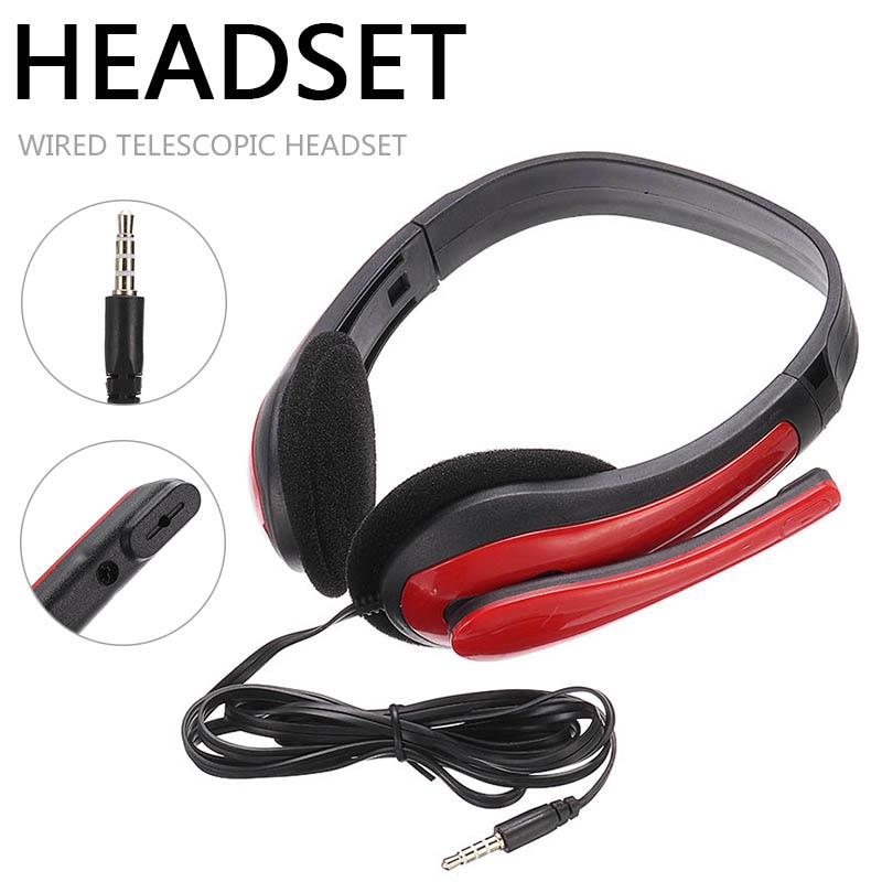 1 Pcs Rode 3.5Mm Microfoon Verstelbare Hoofdband Wired Stereo Headset Noise Cancelling Oortelefoon Voor Computer Laptop Desktop