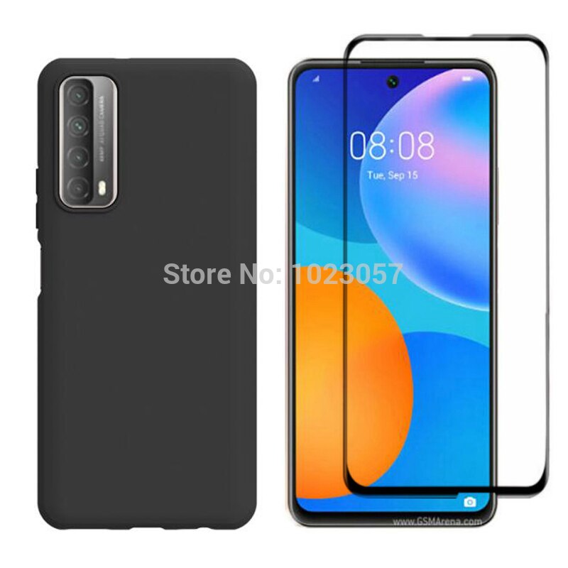 3-w-1 etui + kamera szkło hartowane dla Huawei Y7A Peppa-L22B ScreenProtector szkło na dla Huawei Y7A 2020 2.5D szkło: 2 in 1 balck case