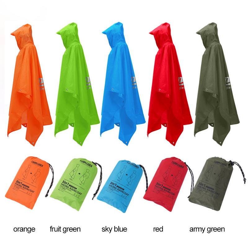 Chubasquero impermeable 3 en 1, Poncho ligero para senderismo al aire libre, chaqueta para la lluvia, cubierta para refugio solar, Camping, senderismo, ciclismo y escalada