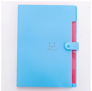Carpeta de archivos A4 Kawaii con cara sonriente, resistente al agua, 5 capas, bolsa para documentos, papelería de oficina, suministros escolares, 32,5x24cm: Blue