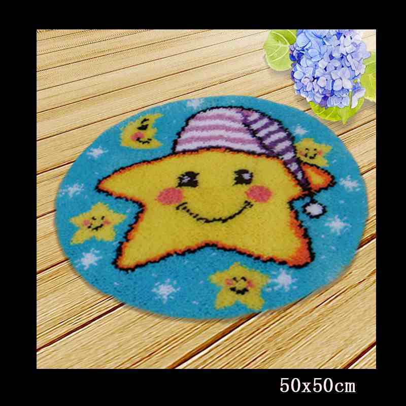 DIY juego de aguja de lengüeta cojín de alfombra tapiz bordado hágalo usted mismo pestillo gancho Smyrna botón cojín animales equipo de colchoneta de costura: Black