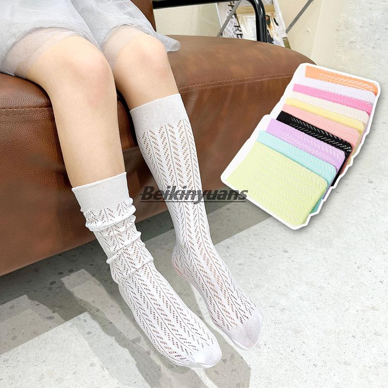 Estate nuovi calzini a rete per bambini sottili colori caramelle calzini al polpaccio calzini anti-zanzara delle ragazze calcetines knee high sokken