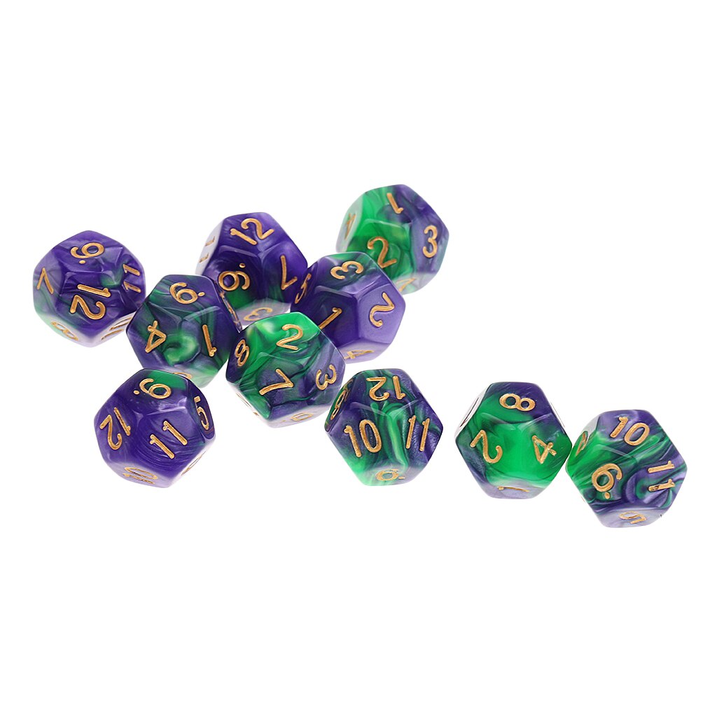 10 stück 12 Seitige Würfel D12 polyedrisch Würfel für Party Tisch Spiele Weiß Grau
