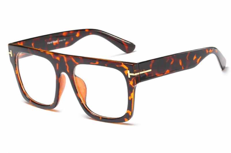 45718 Square Glasses Frames Men Women Optical Computer Glasses: C2 leopard