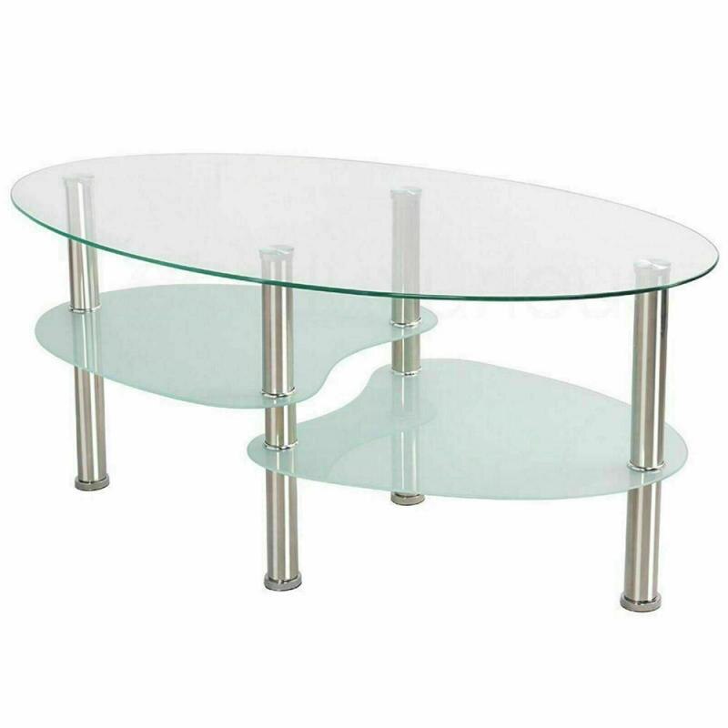 Table basse en verre trempé, Style double queue de poisson, noire, ovale, latérale, étagère de salon moderne, meubles de Table basse HWC: 04