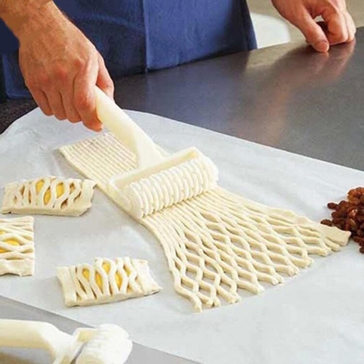 Backen Kunststoff Rollen Broschen Kuchen Pizza ziehen Netz Rad Messer Gebäck Präge Teig rollen Prozess Heimat Küche Backen Werkzeuge