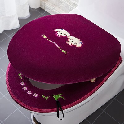 Siège de toilette en tissu doux, chauffant, pour salle de bain, couvercle lavable, coussin de couverture supérieur, fournitures de siège de toilette épaissi: A3
