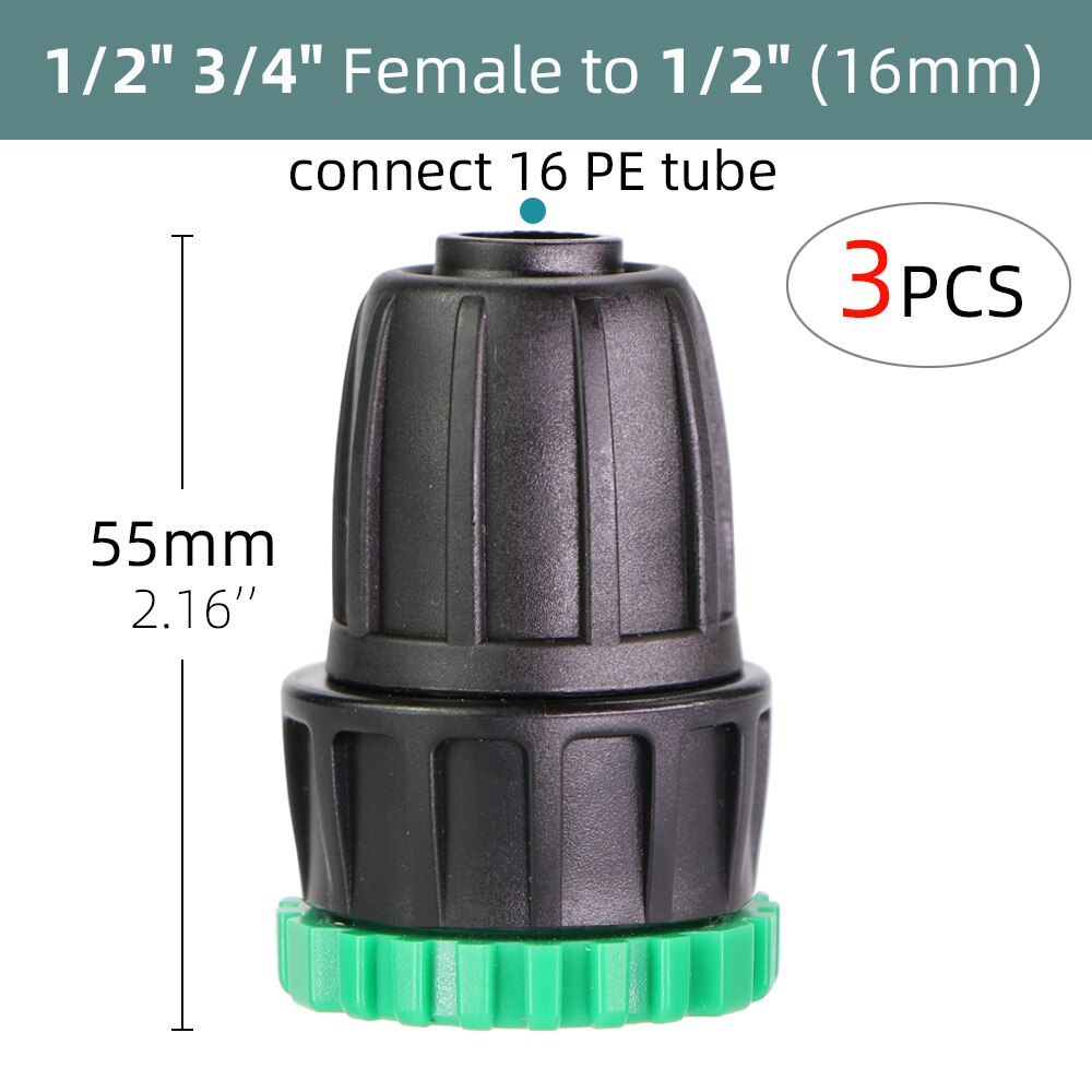 1/2 ''3/4'' 2-IN-1 Weibliche Gewinde zu 1/4'' 3/8'' 1/2'' Barb 2-Weisen 4-weisen Abgeschaltet Stecker Garten Bewässerung Kupplung Adapter: D-3PCS